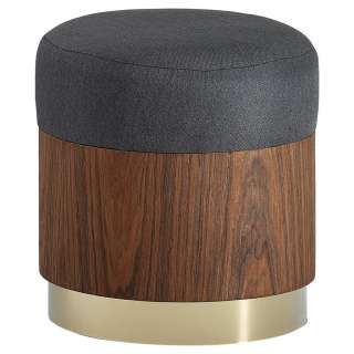 HOCKER Samt Grau, Goldfarben, Walnussfarben