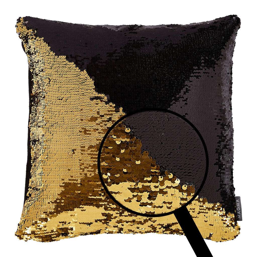 KISSENHÜLLE Schwarz, Goldfarben 40/40 cm