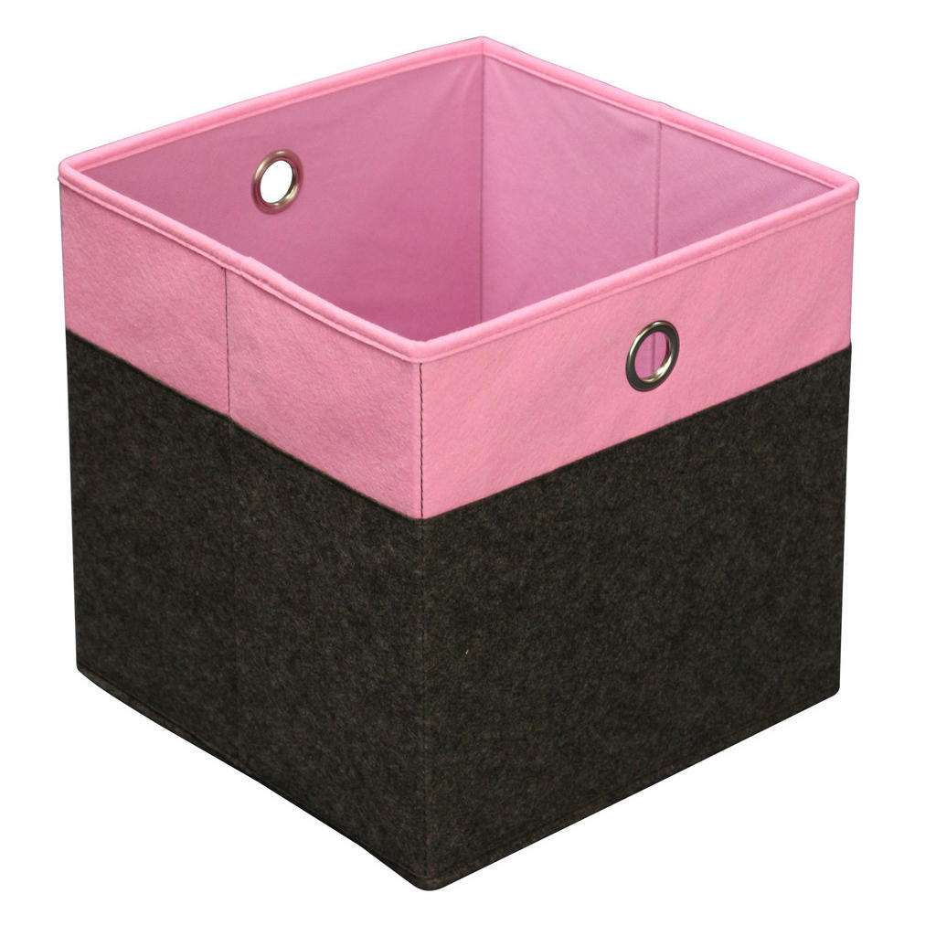 FALTBOX Metall, Textil, Karton Anthrazit, Rosa