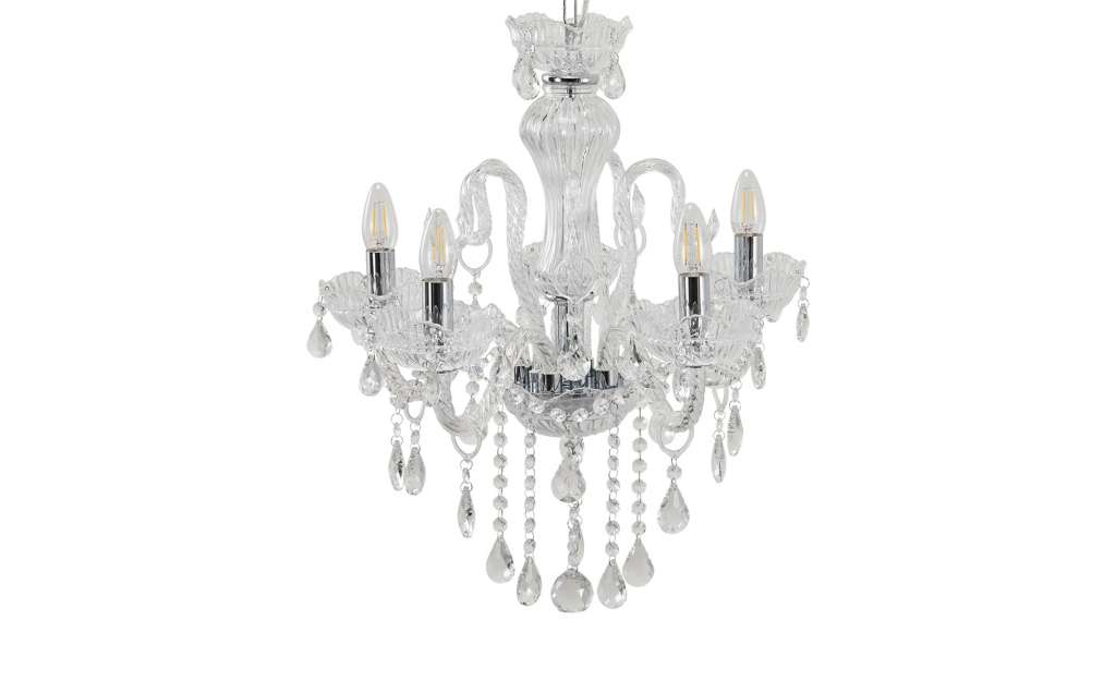 HOME STORY Kronleuchter, 5-flammig, klar ¦ transparent/klar ¦ Maße (cm): H: 150 Ø: [48.0] Lampen & Leuchten > Innenleuchten > Kronleuchter - Höffner