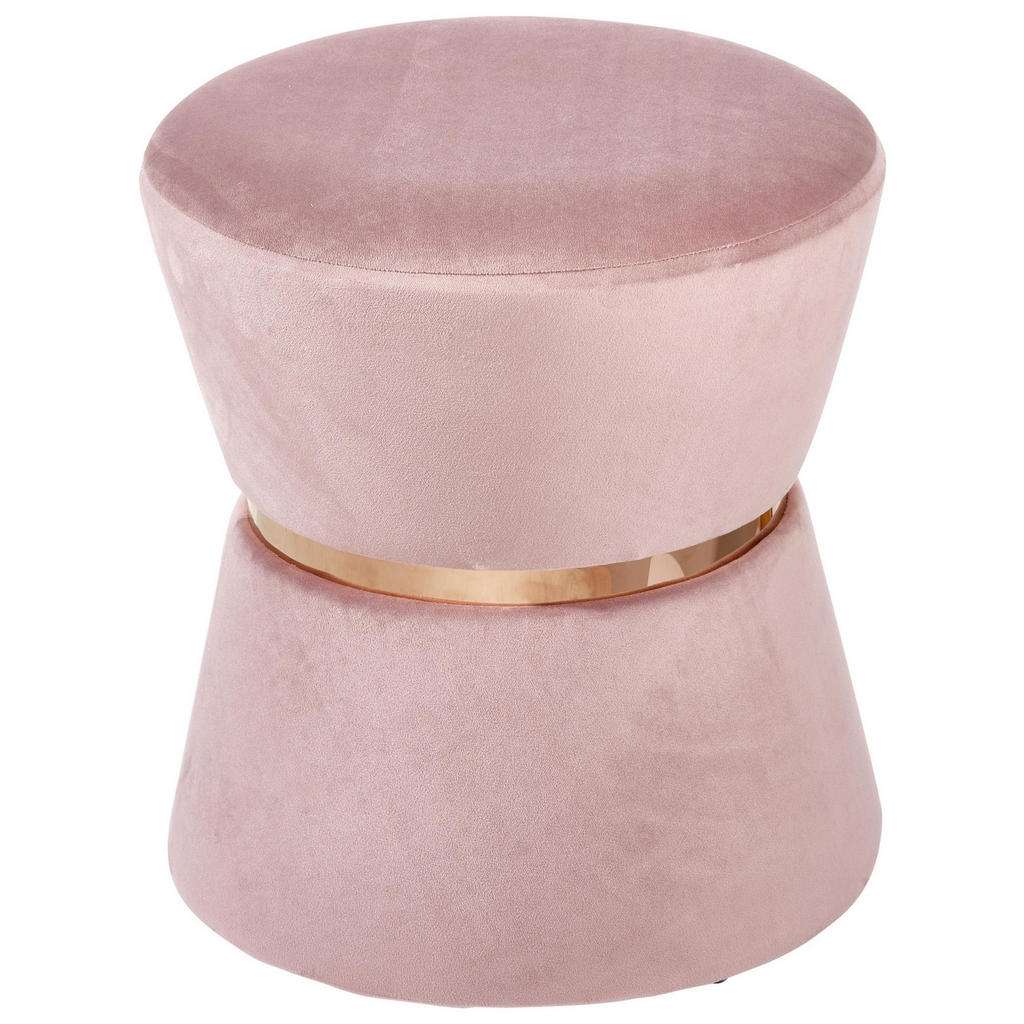 HOCKER Samt Kiefer Hartholz Rosa
