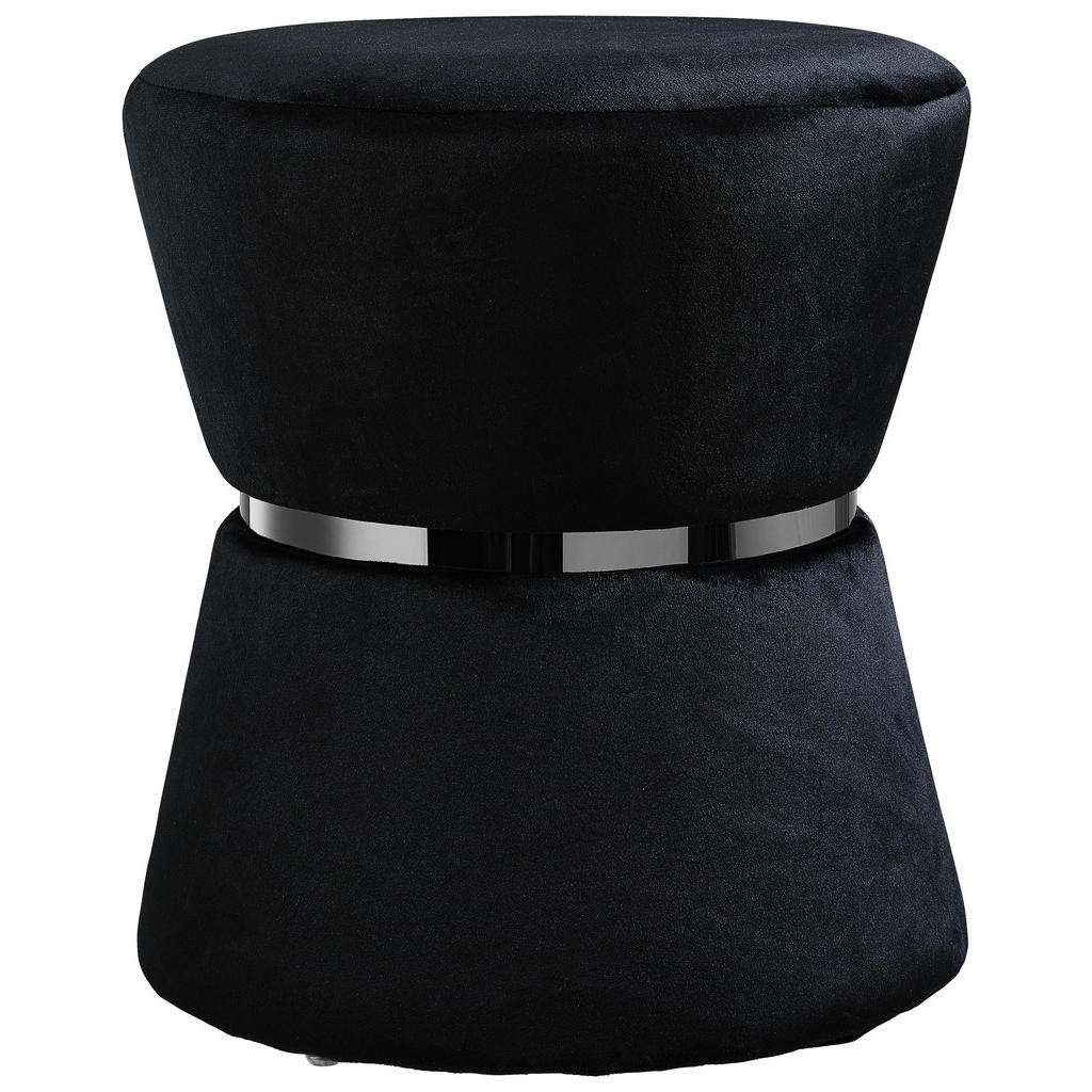 HOCKER Samt Kiefer Hartholz Schwarz