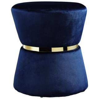 HOCKER Samt Kiefer Hartholz Blau, Goldfarben