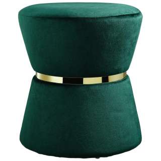 HOCKER Samt Kiefer Hartholz Grün, Goldfarben