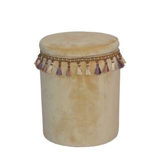 Sitzhocker in Beige Samt orientalischen Design