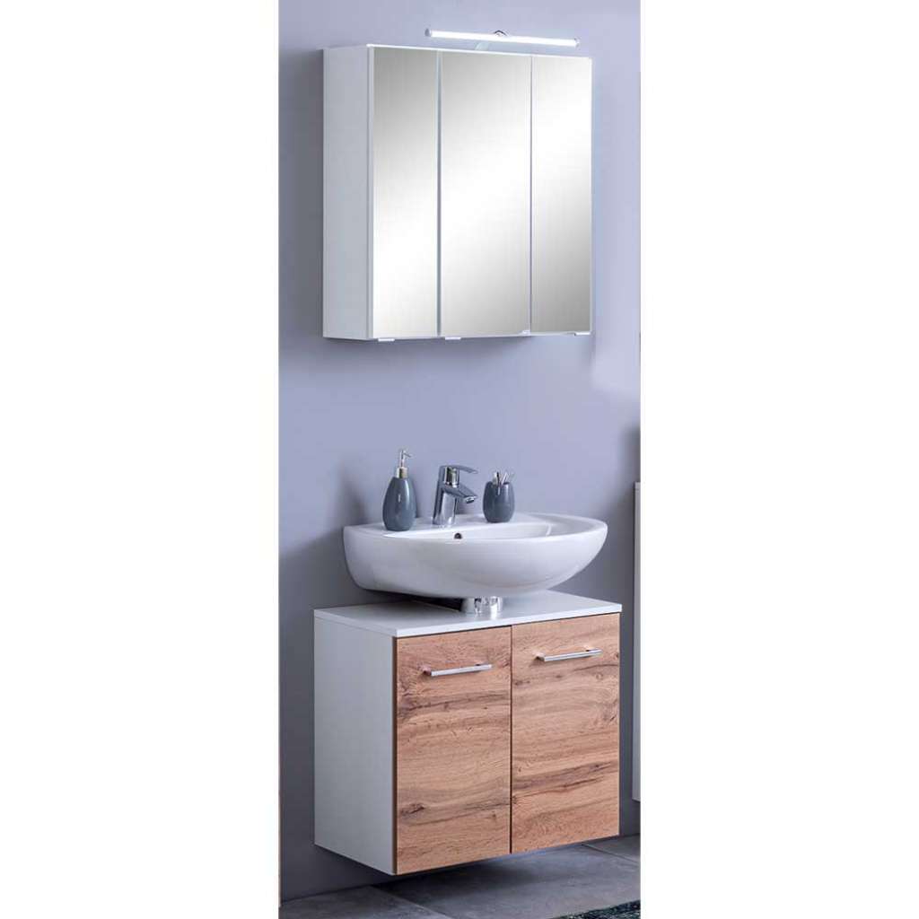 Badezimmermöbelset in Wildeichefarben Weiß (2-teilig)
