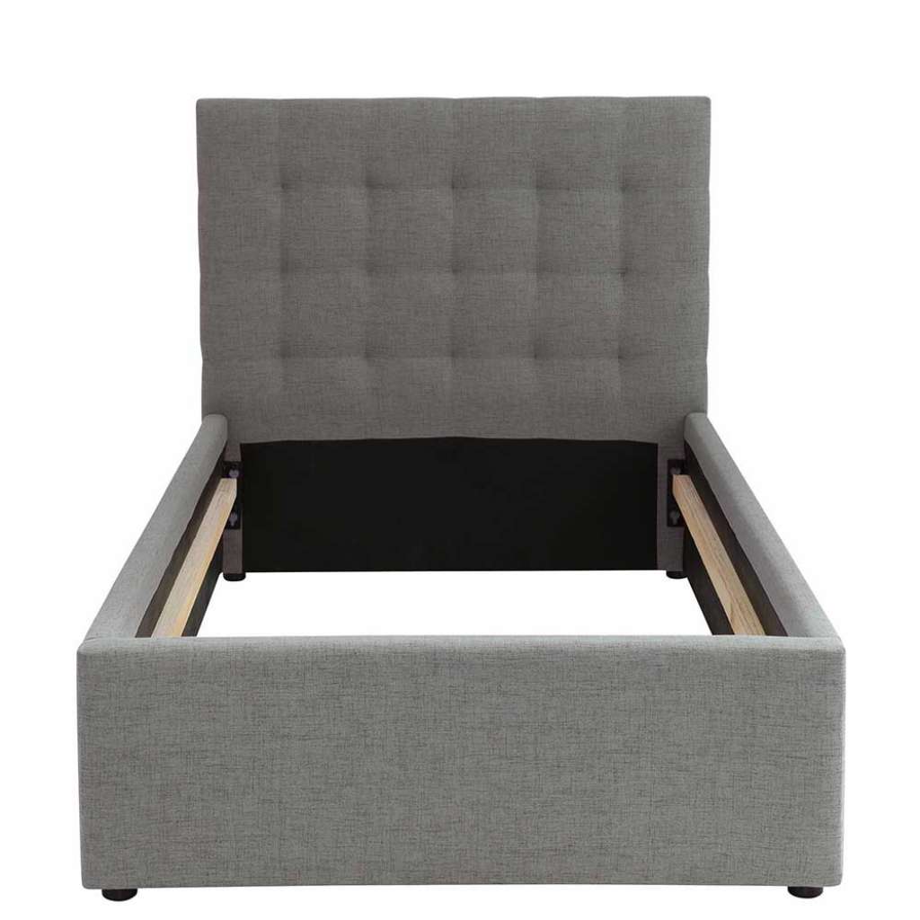 Polsterbett in Grau Webstoff modern