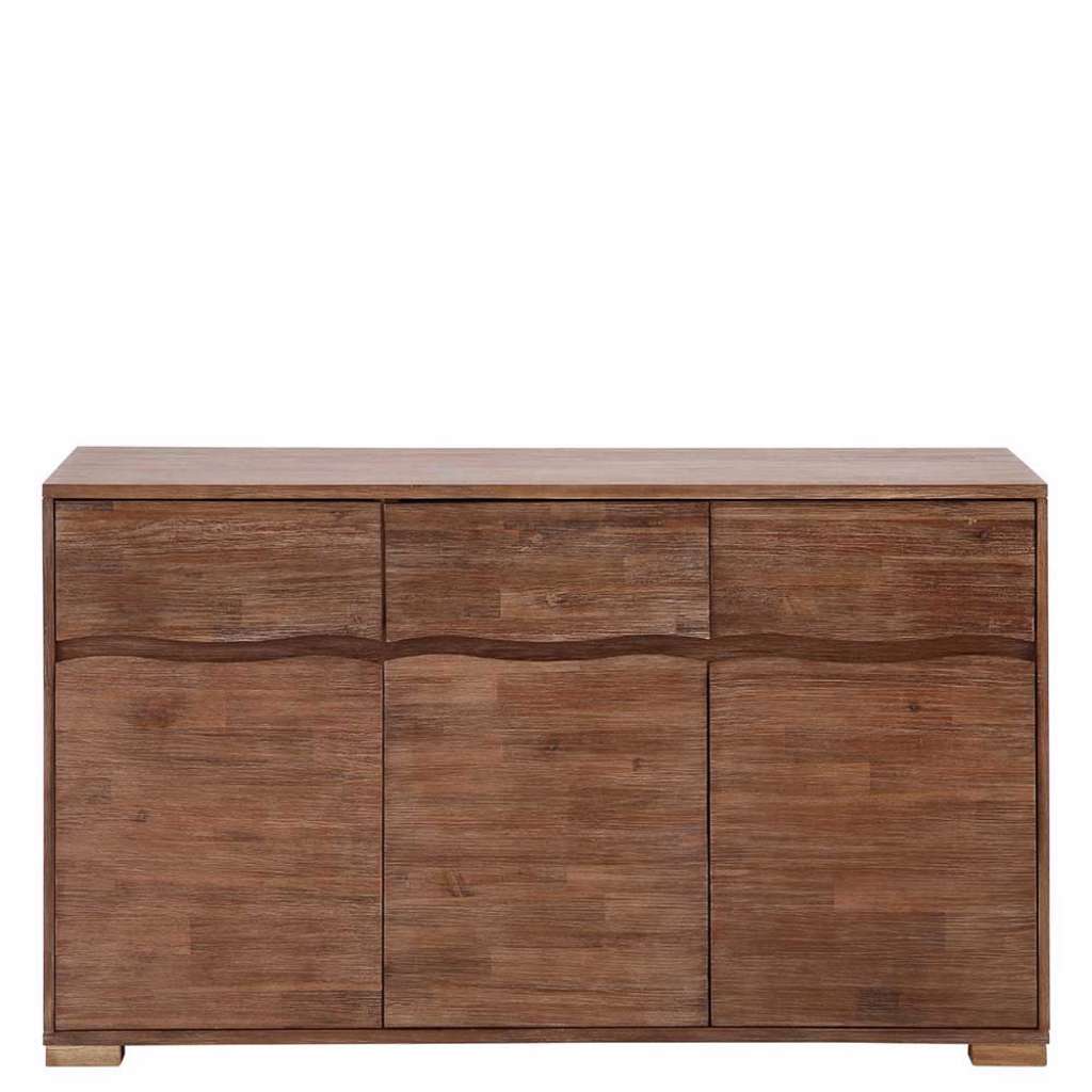 Rustikale Kommode aus Akazie Massivholz 135 cm breit