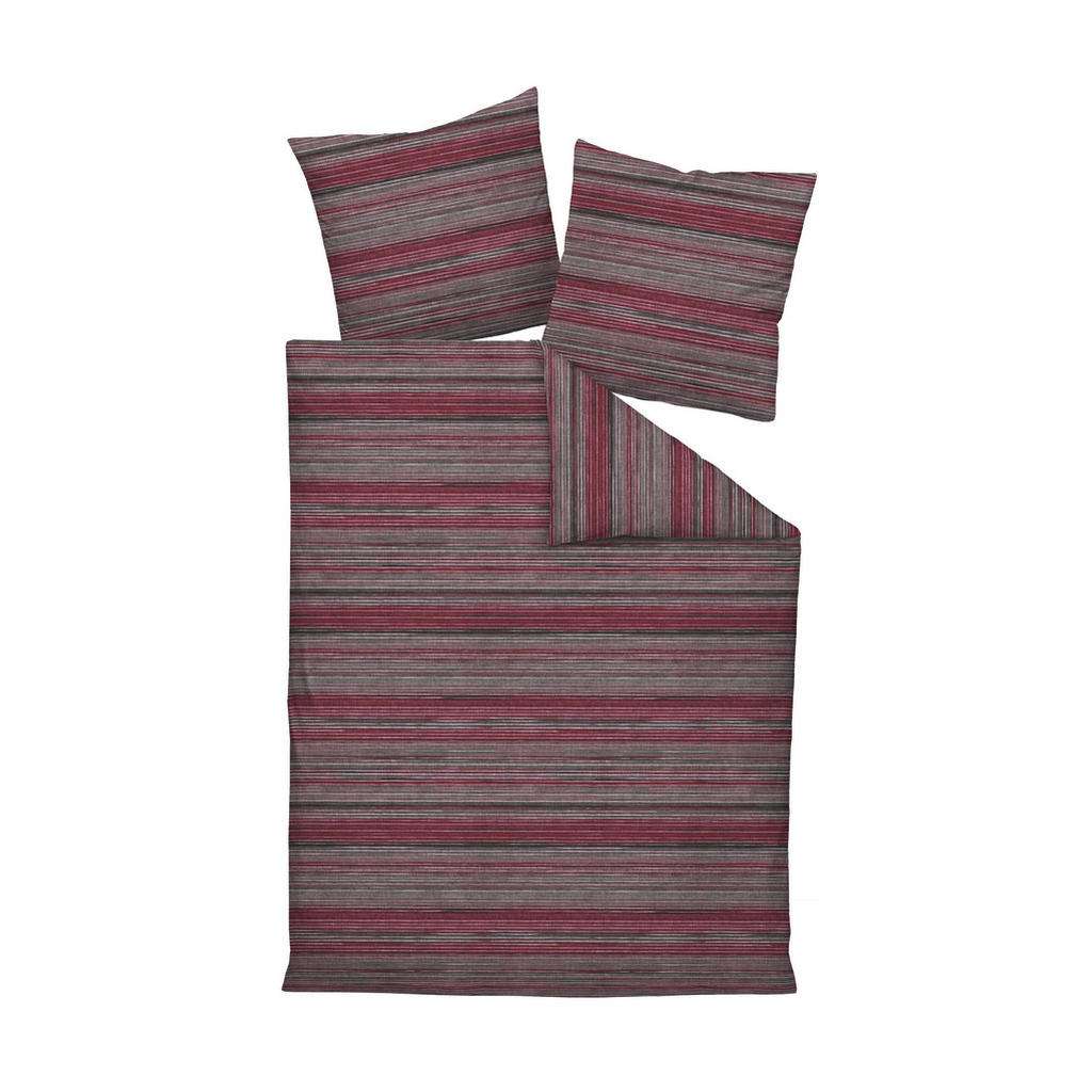 BETTWÄSCHE Makosatin Grau, Rosa, Dunkelrot 155/220 cm