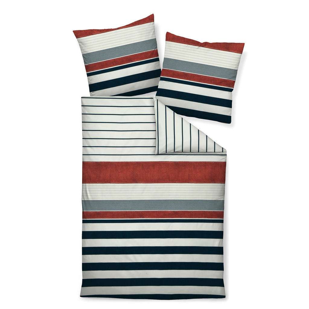 BETTWÄSCHE Biber Rot, Dunkelblau 200/200 cm