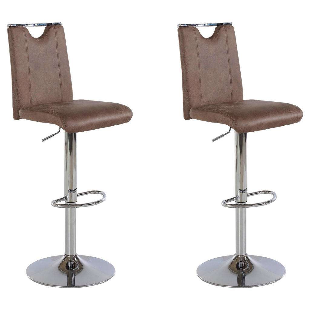 BARHOCKER-SET Lederlook Braun