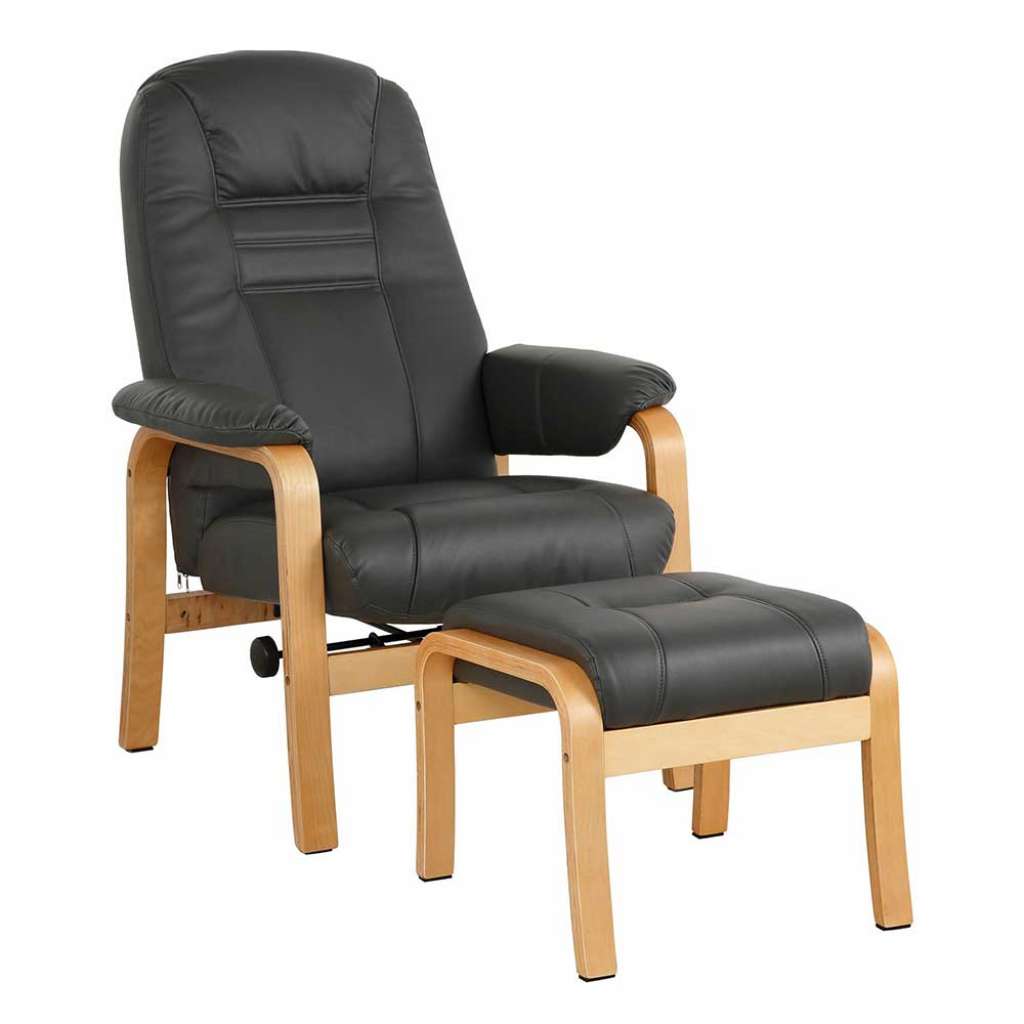 Polstersessel in Grau Kunstleder Hocker (2-teilig)