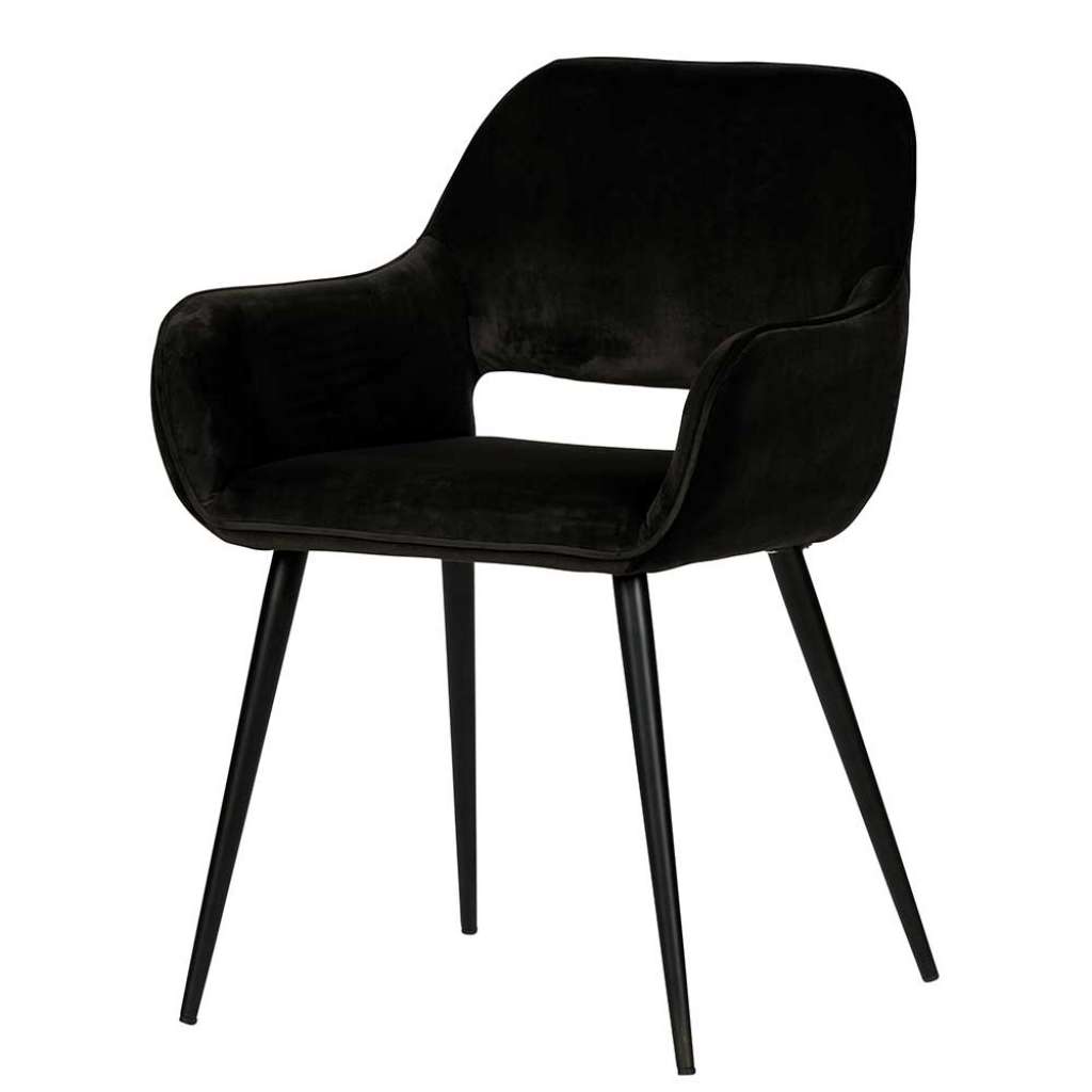 Armstühle in Schwarz Samt Metallgestell (2er Set)