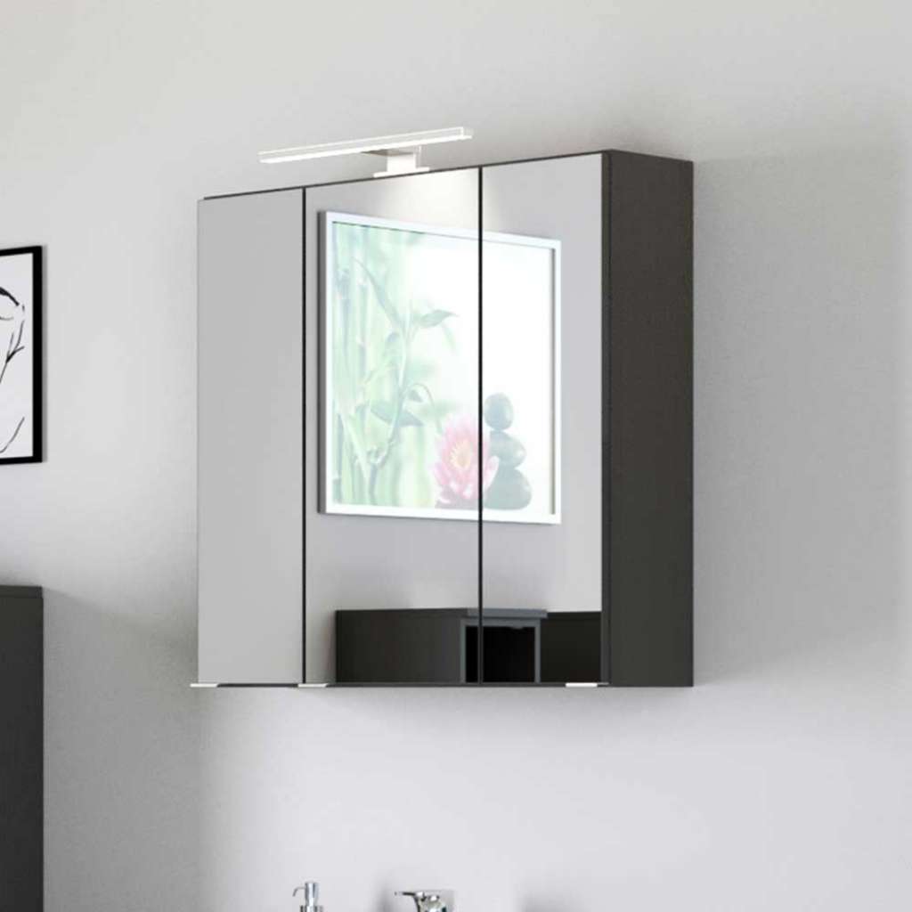 Badezimmer Spiegelschrank in Dunkelgrau 3-türig