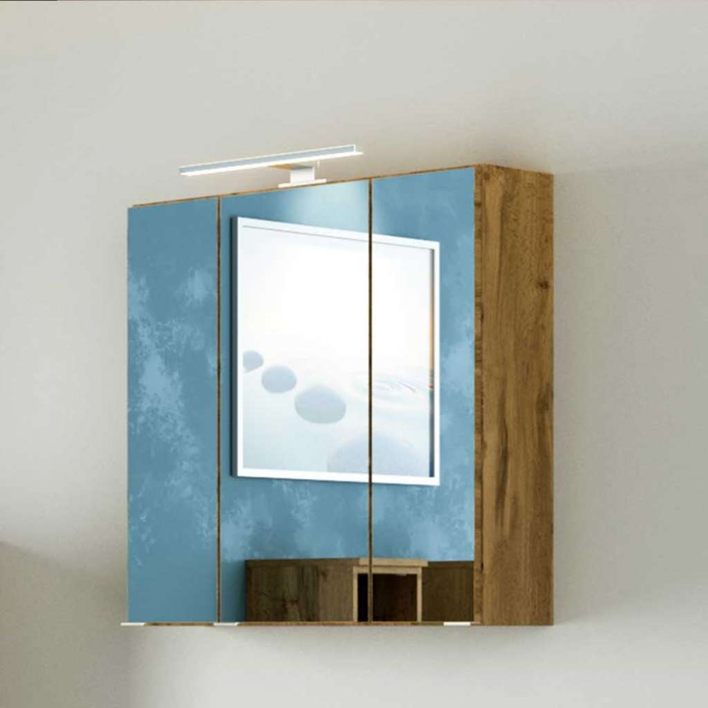 Lichtspiegelschrank in Wildeichefarben 60 cm breit