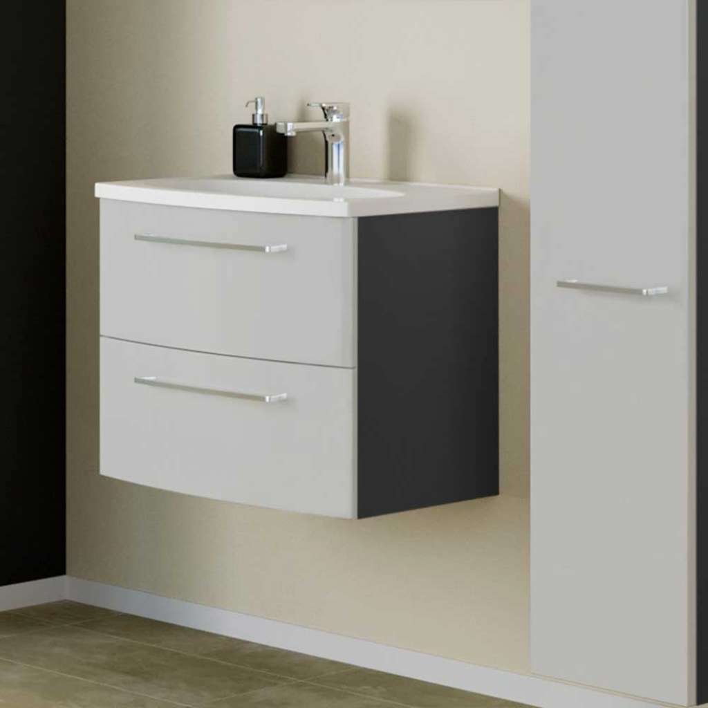 Waschtischunterschrank in Hellgrau und Dunkelgrau Einlass-Waschbecken