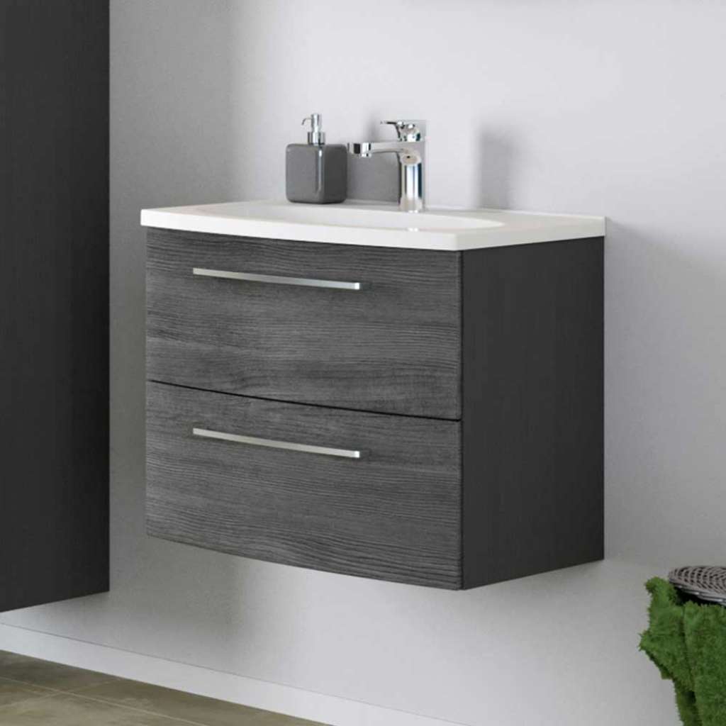 Bad Waschtisch in Eiche Grau Optik 60 cm breit