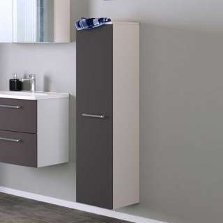 Badezimmermidischrank in Dunkelgrau und Weiß Metallgriffe