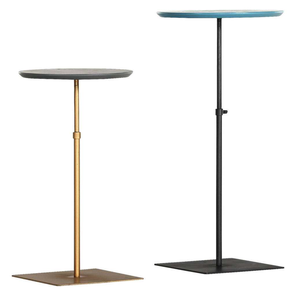 BEISTELLTISCHSET rund Anthrazit, Blau, Goldfarben