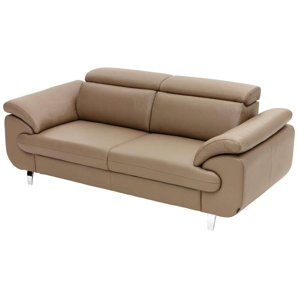 DREISITZER-SOFA Echtleder Hellbraun