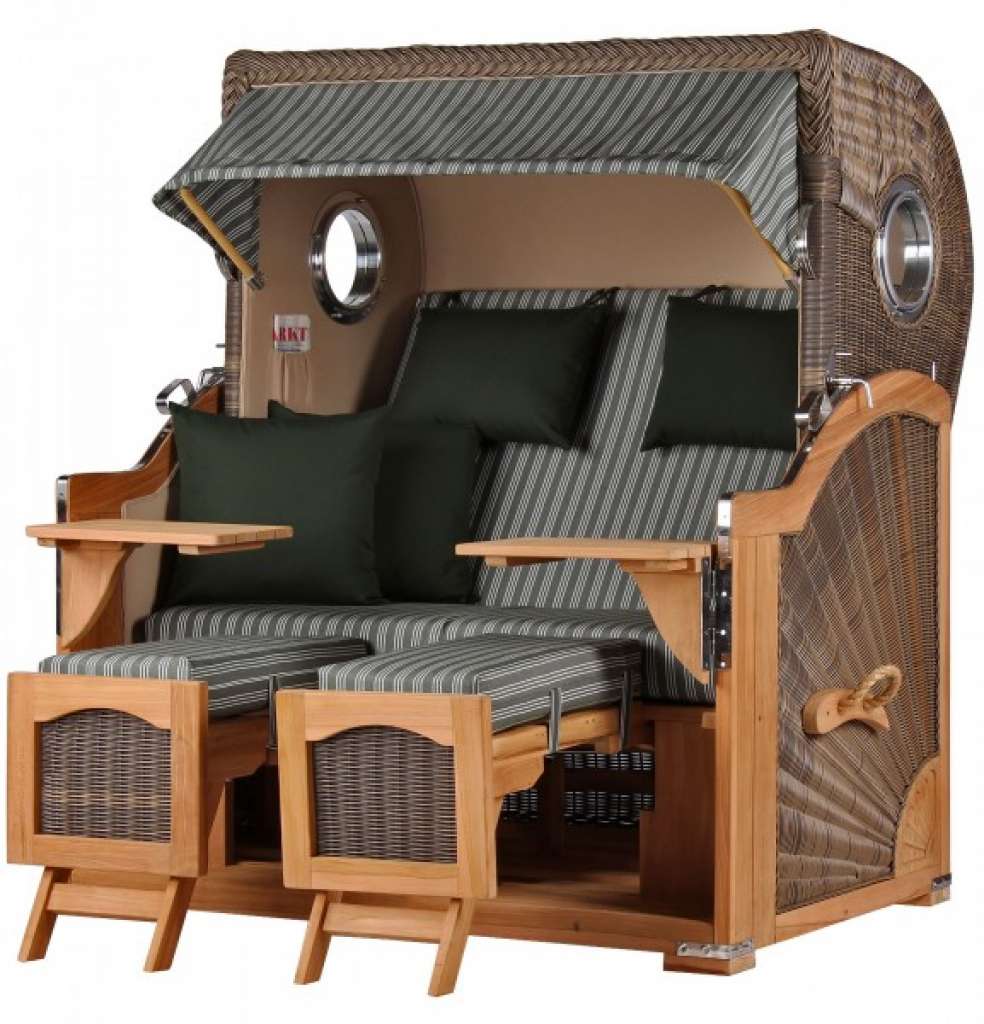 Strandkorb Rantum Grande Teak PE grey Dessin 504