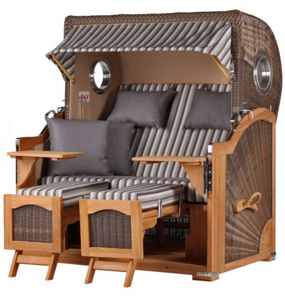 Strandkorb Rantum Grande Teak PE grey Dessin 545