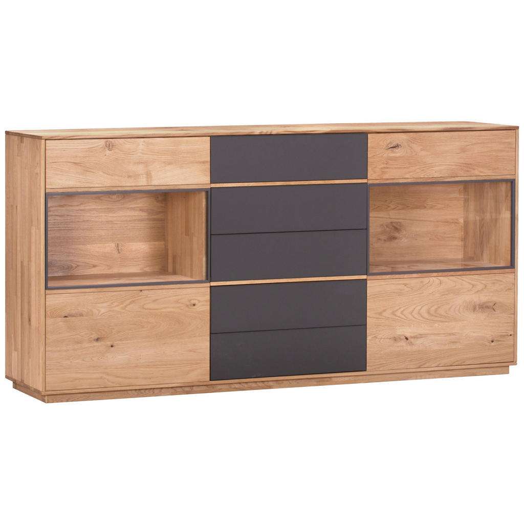 SIDEBOARD Eiche massiv geölt Grau, Eichefarben