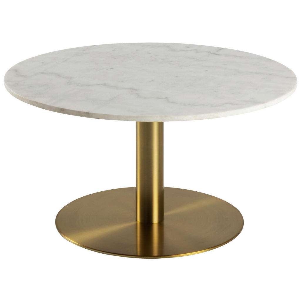 COUCHTISCH rund Weiß, Messingfarben