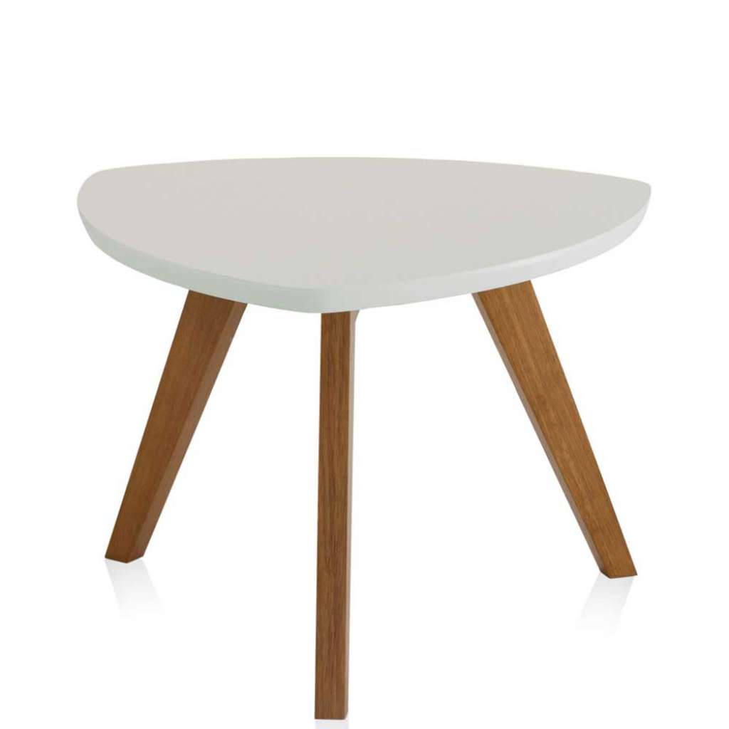 Design Beistelltisch im Retrostil Weiß und Eichefarben