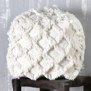 Sitzpouf in Creme Weiß Webstoff modern