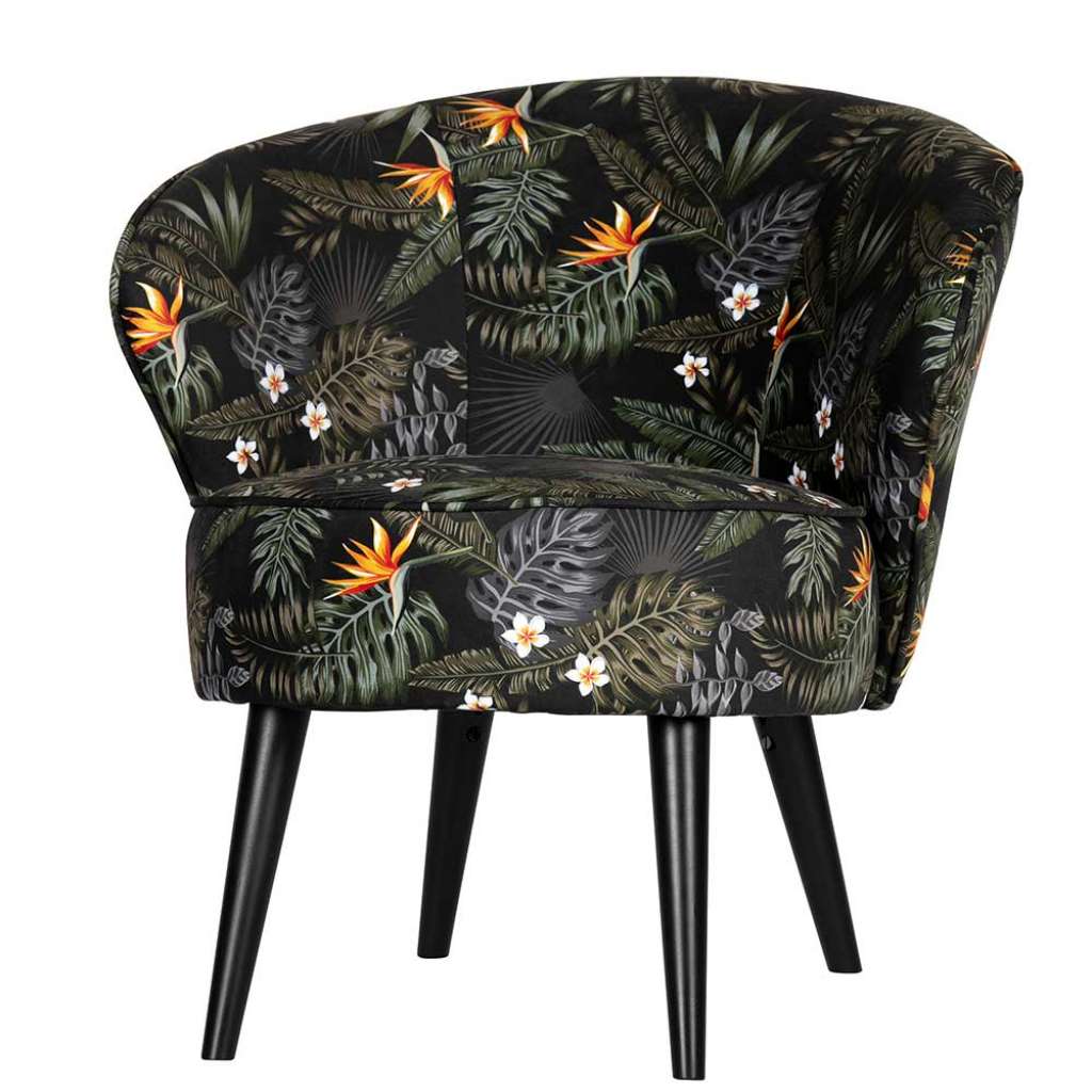 Design Cocktailsessel mit Dschungelmotiven Samtbezug