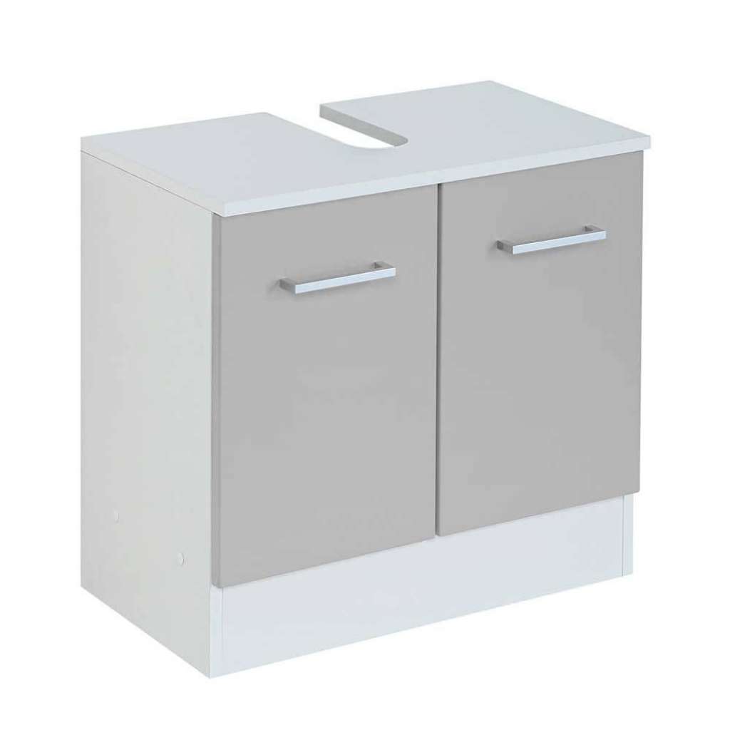 Waschbeckenschrank in Hellgrau und Weiß 2 türig