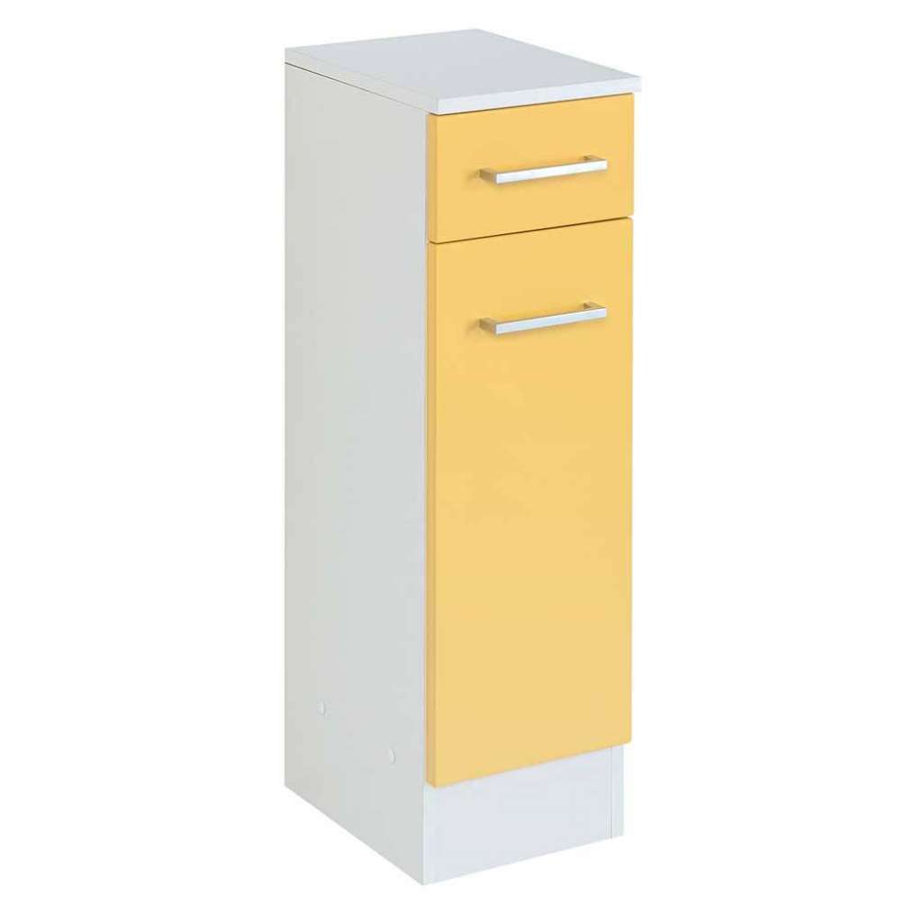 Badeunterschrank in Gelb und Weiß 25 cm breit