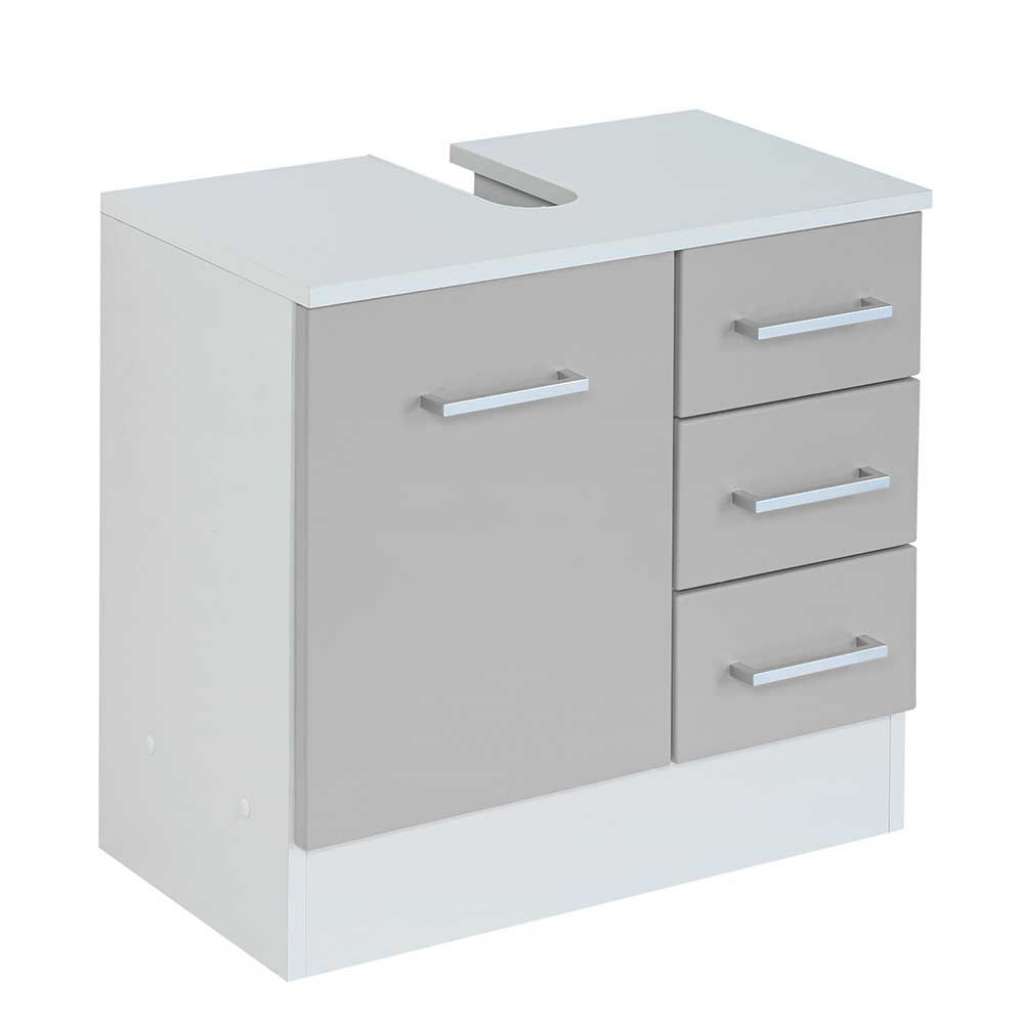 Waschkommode in Hellgrau und Weiß 60 cm breit