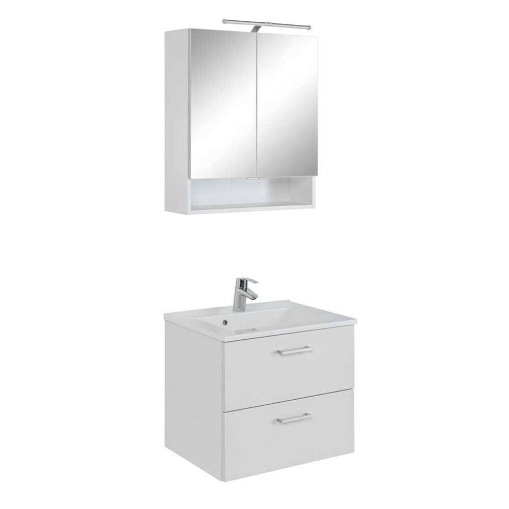 Badezimmer Set in Weiß LED Beleuchtung (2-teilig)