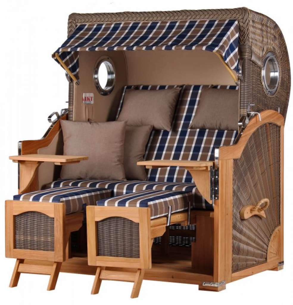 Strandkorb Rantum Grande Teak PE grey Dessin 526