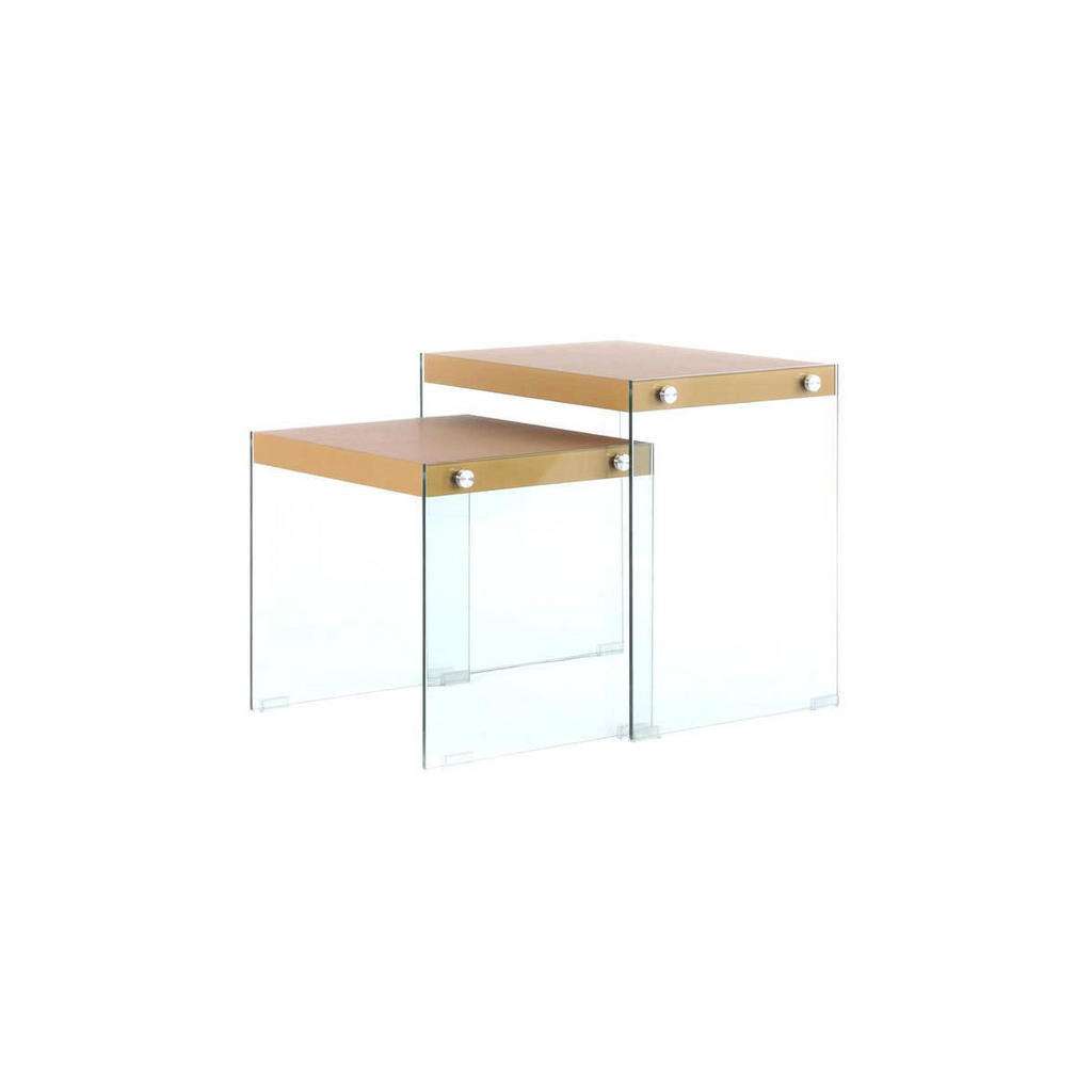 BEISTELLTISCHSET Klar, Goldfarben