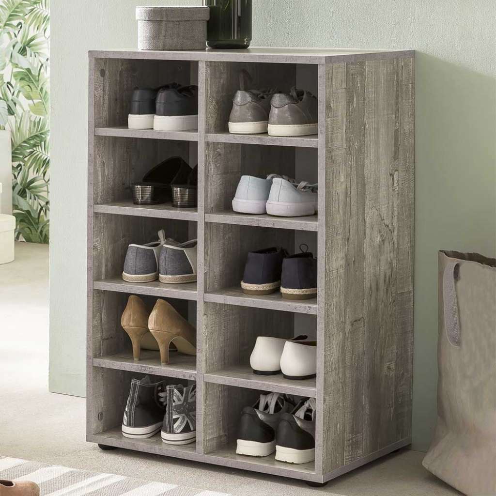 Fächerregal für Schuhe Beton Grau