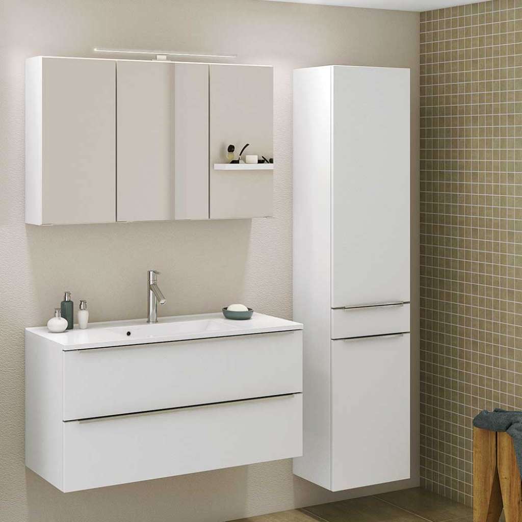Design Möbel Kombi für Badezimmer Weiß (3-teilig)