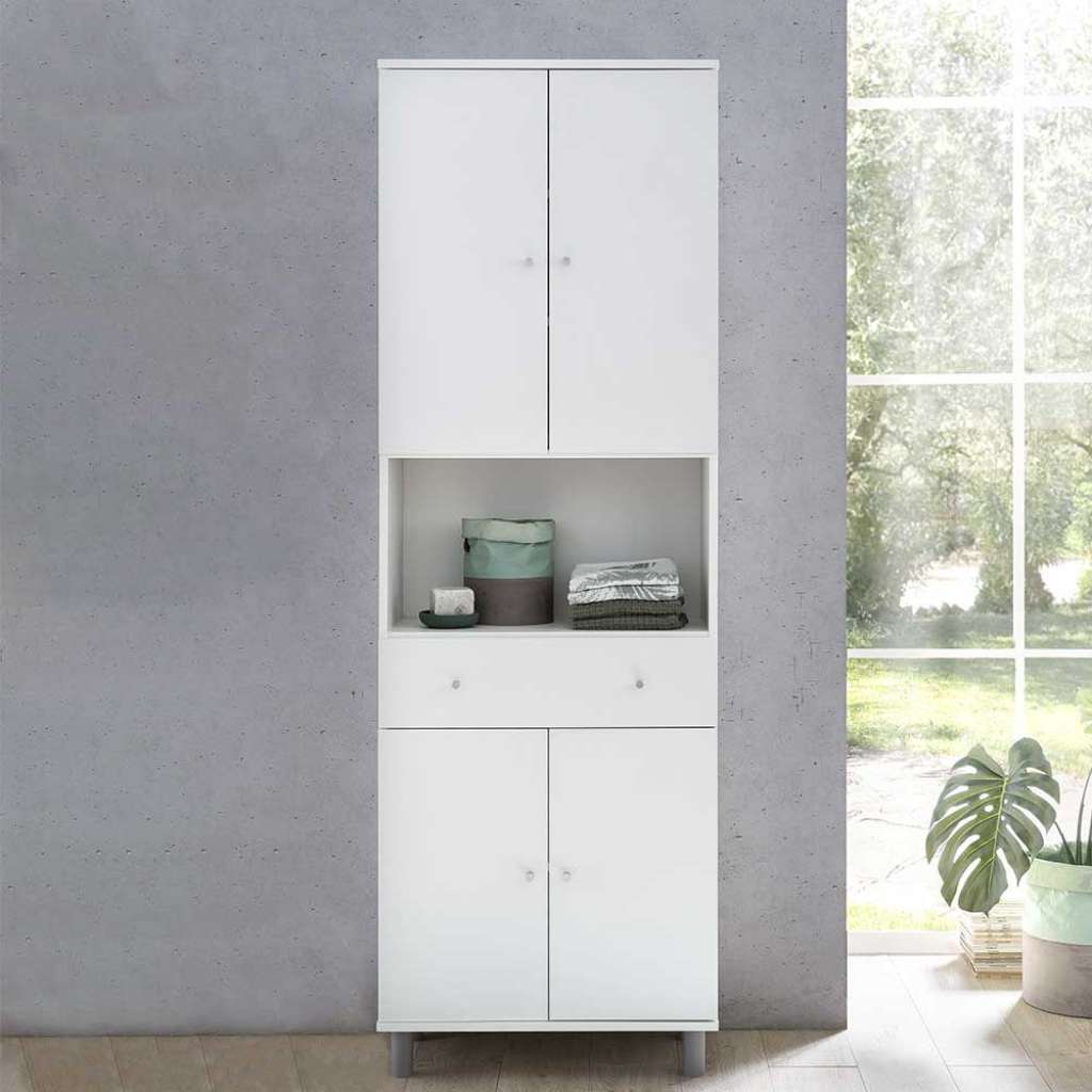 Weißer Schrank für Badezimmer 4-türig