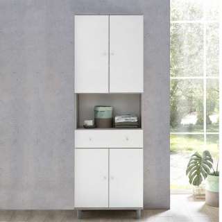 Badezimmerschrank in Beton Grau und Weiß 60 cm breit