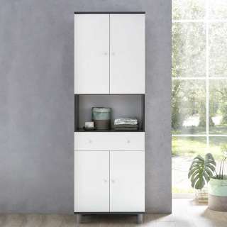 Bad Midischrank in Weiß und Dunkelgrau 60 cm breit