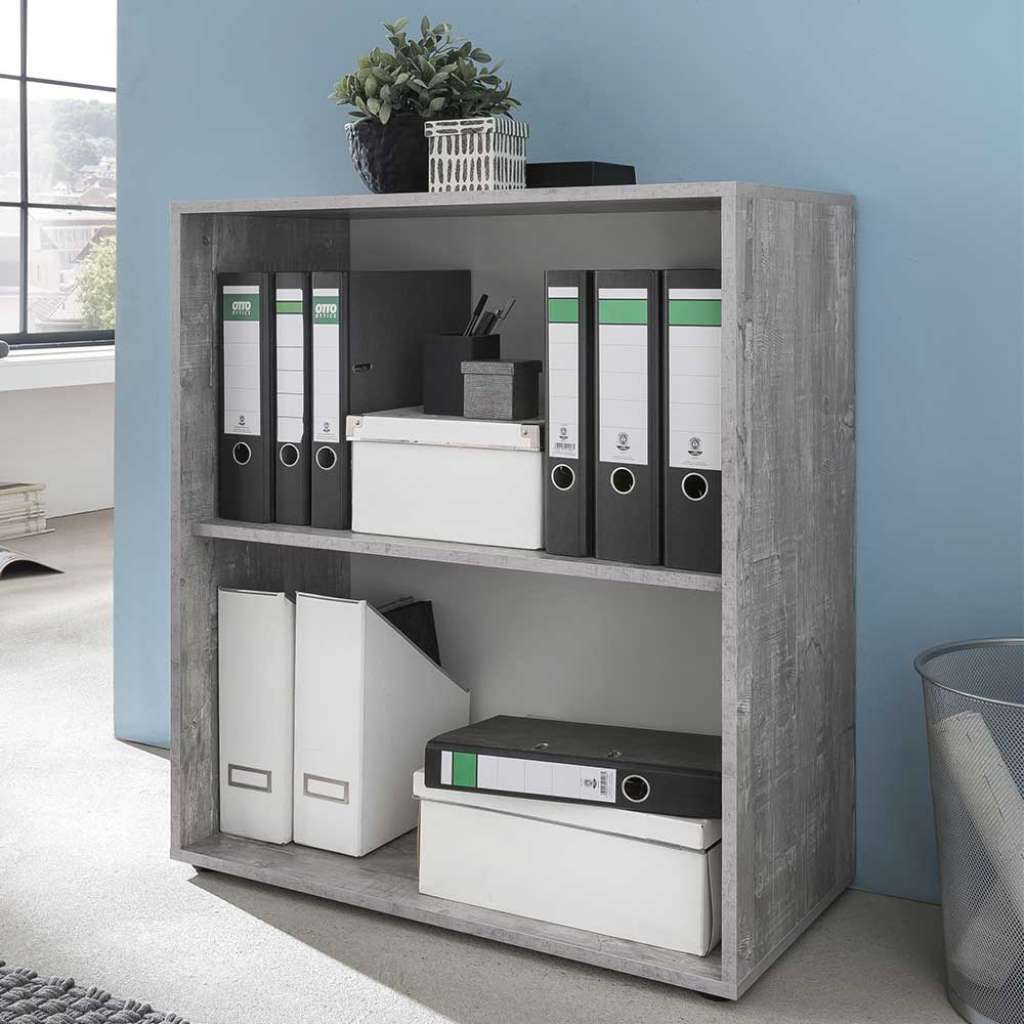 Ordnerregal in Beton Grau und Weiß 85 cm hoch