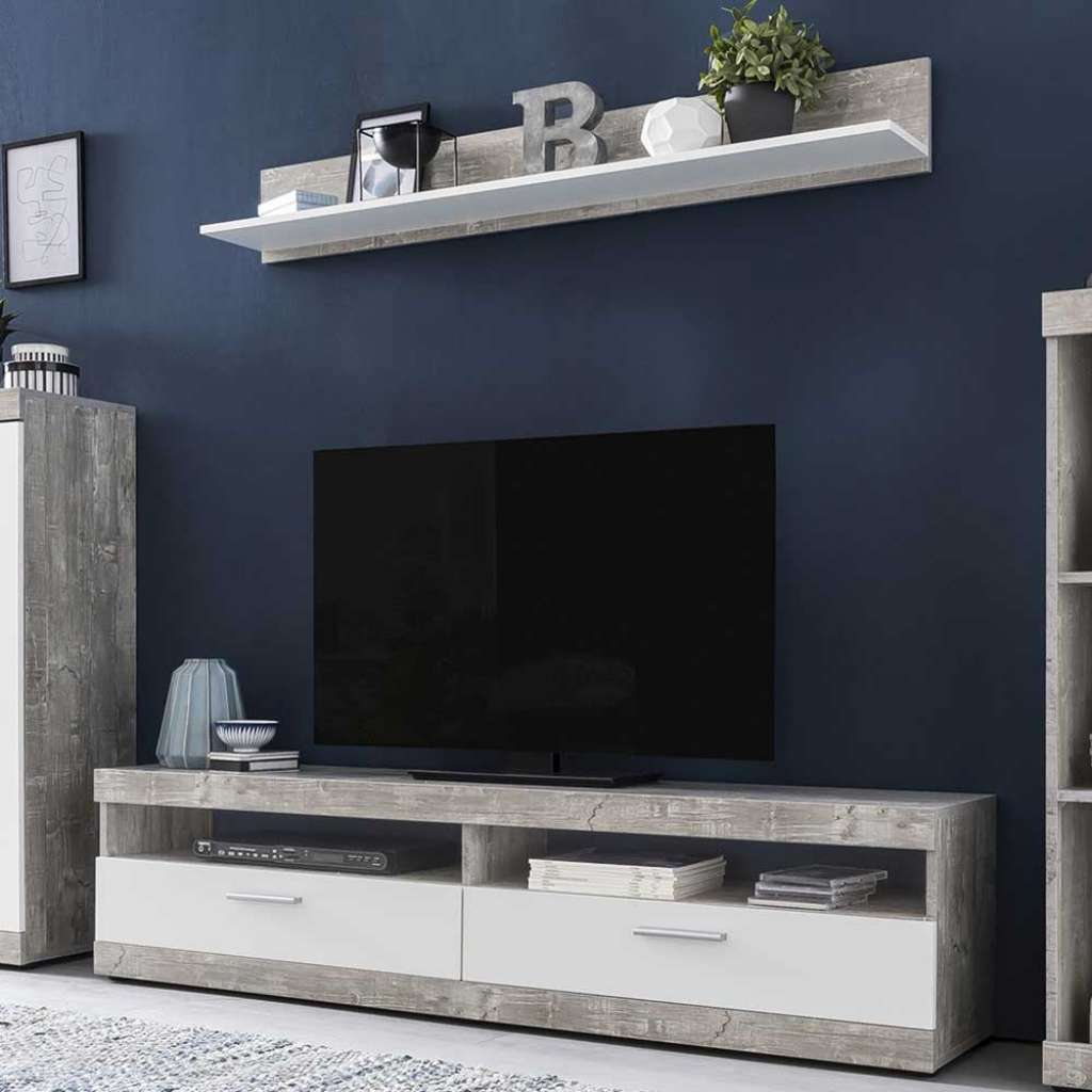 Wohnmöbel Set in Beton Grau und Weiß Made in Germany (2-teilig)
