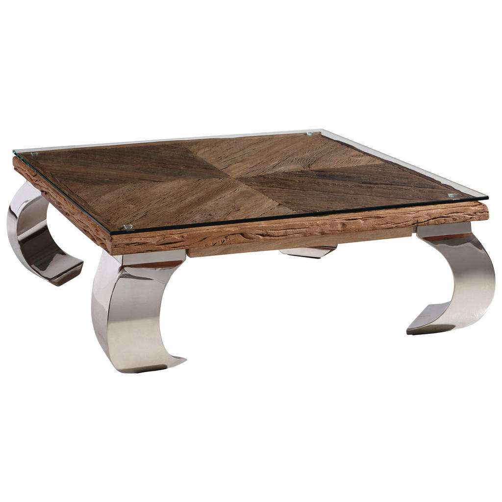 COUCHTISCH Recyclingholz, Teakholz massiv quadratisch Teakfarben