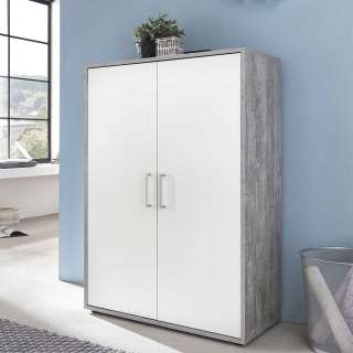Aktenschrank in Weiß und Beton Grau Made in Germany