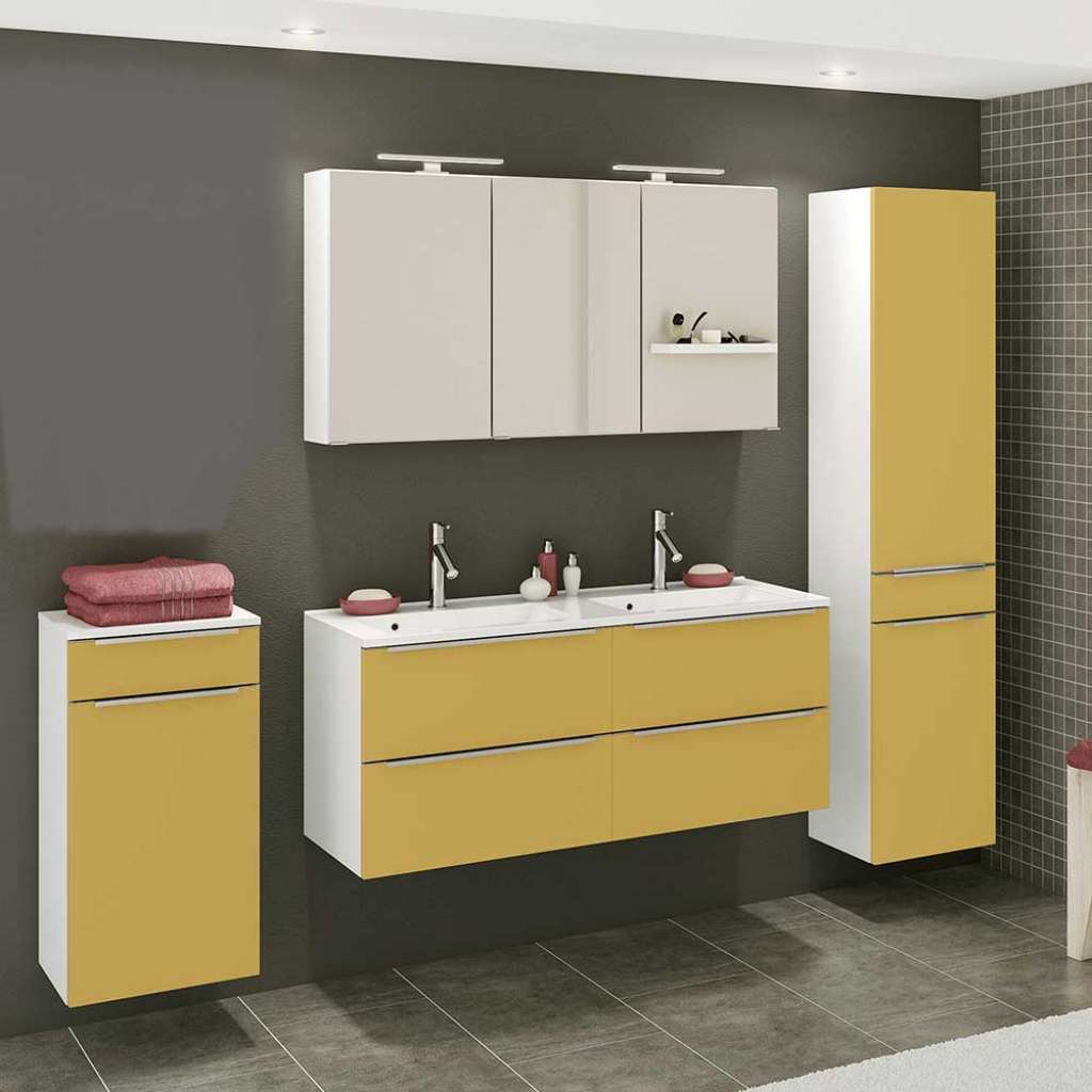 Design Badmöbel Komplettset in Gelb Weiß (4-teilig)
