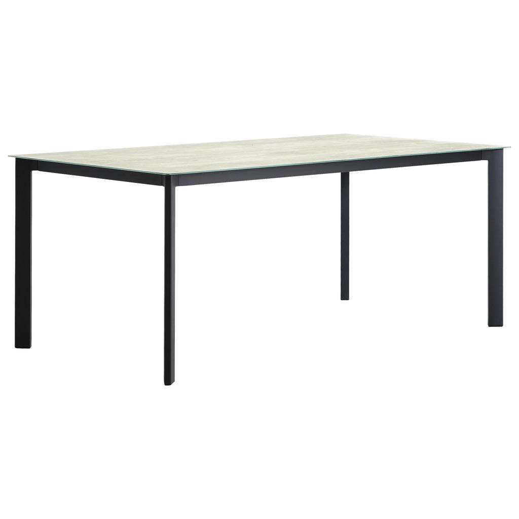 GARTENTISCH Metall, Glas Grau, Schwarz