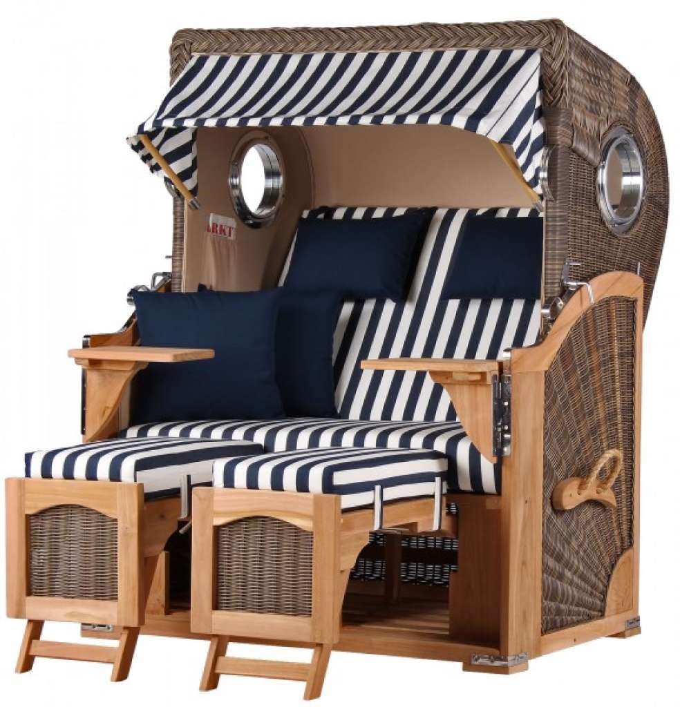 Strandkorb Rantum Teak PE grey Dessin 518