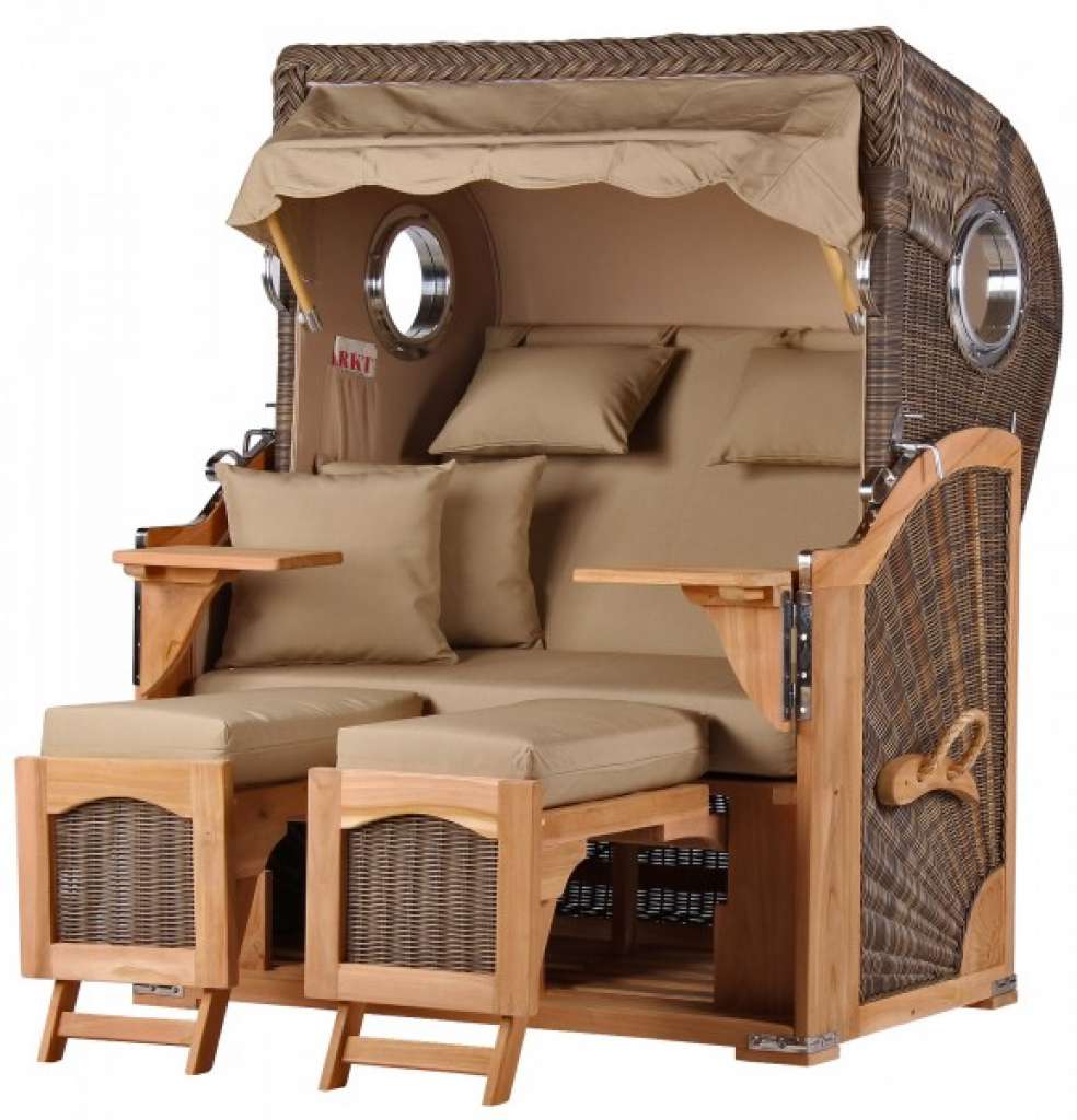 Strandkorb Rantum Teak PE grey Dessin 552